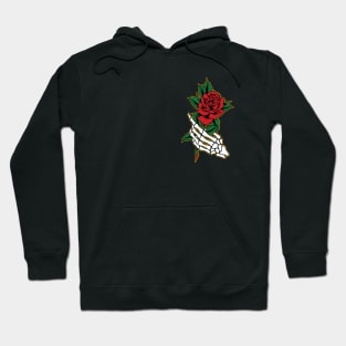 Skeleton Hand Holding Rose Hoodie